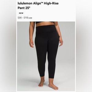Lululemon Align 25” leggings, black, size 2